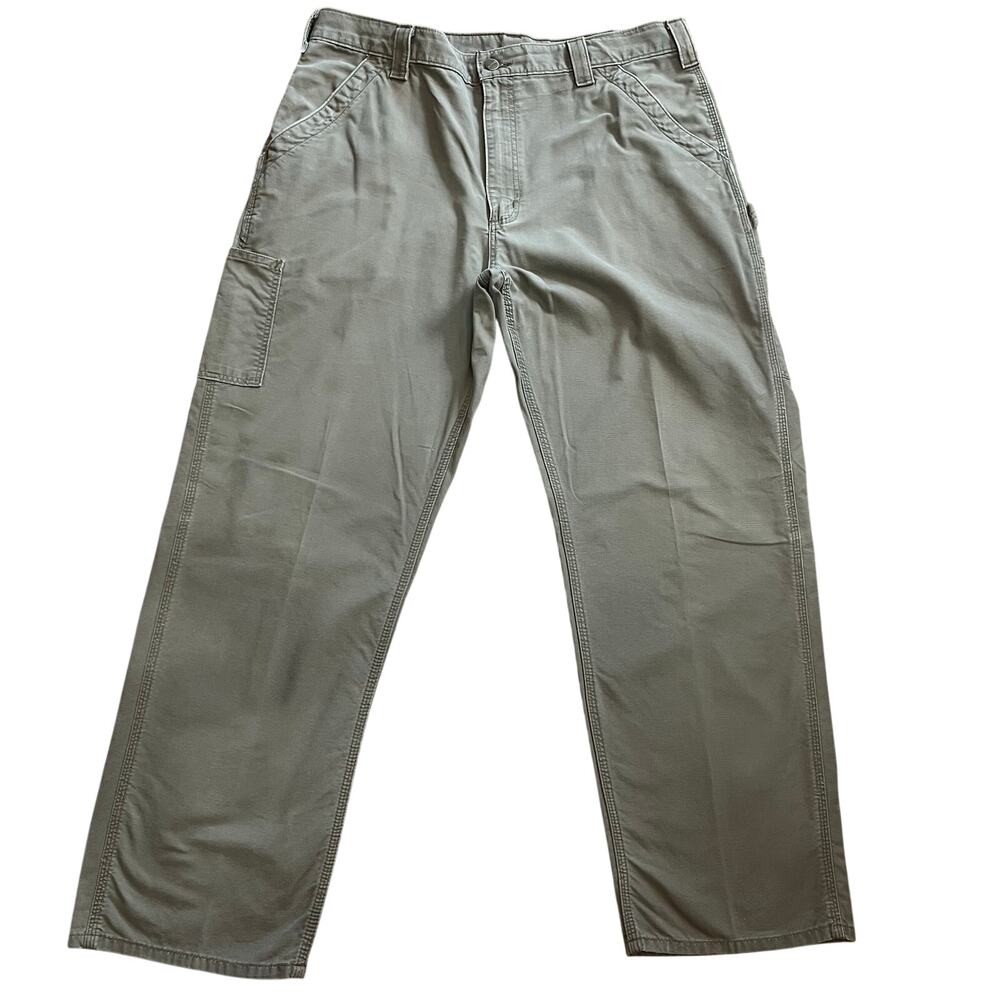 Carthart Dungaree Fit Canvas Cargo Pants Mens 38x32 Moss Green B151LBR Carpenter